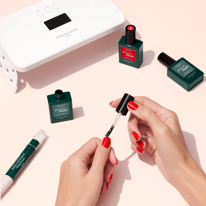 Lifestyle image of Manucurist 36W Green Flash Pro Routine Set - Poppy Red and Hortencia