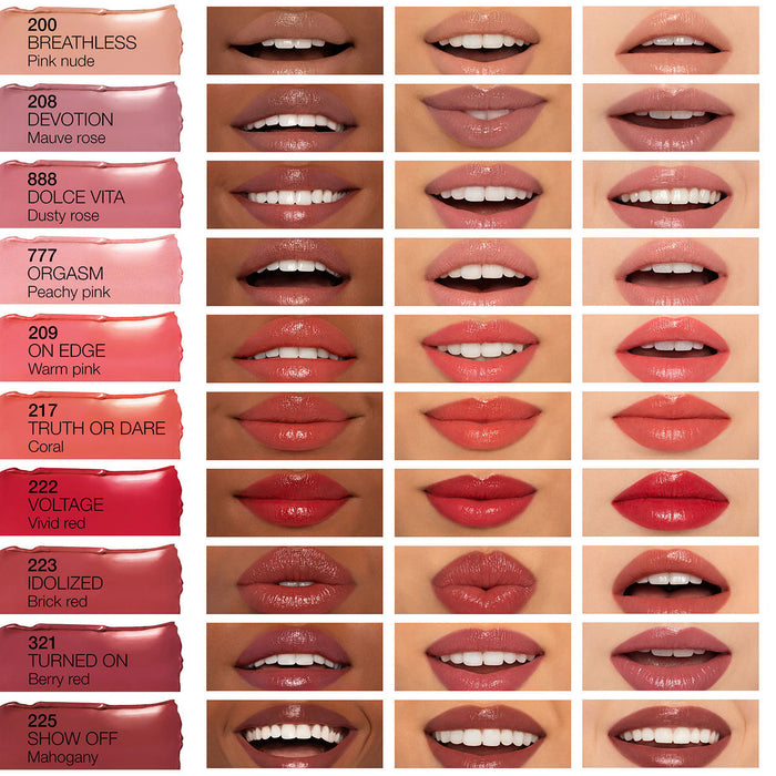 An arm swatch of Nars Afterglow Sensual Shine Lipstick variant: On Edge