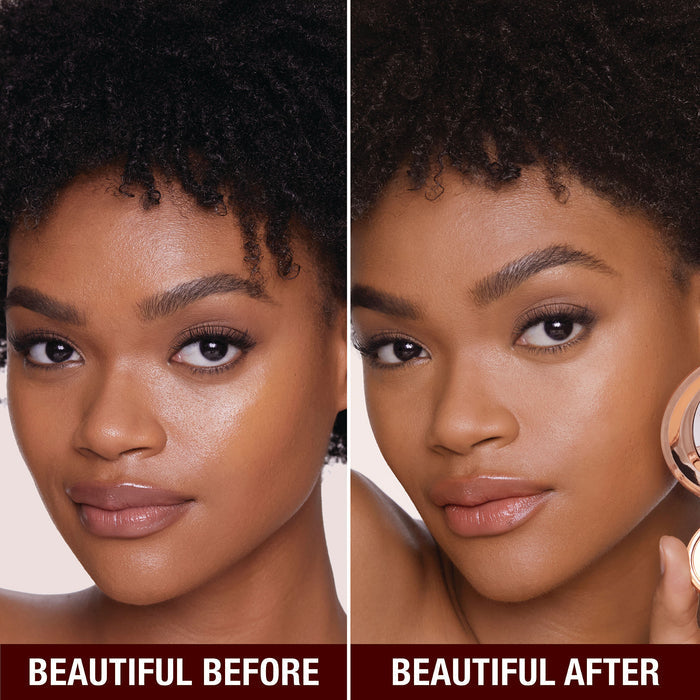 Before and after results of using Charlotte Tilbury Airbrush Flawless Finish Refill variant: 3 Tan DNU
