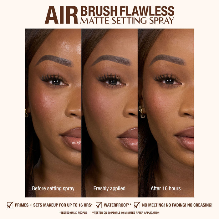Before and after results of using Charlotte Tilbury Airbursh Flawless Setting Spray Matte variant: 3.3 oz