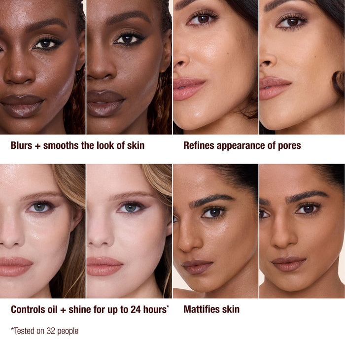 Before and after results of using Charlotte Tilbury Airbursh Flawless Setting Spray Matte variant: 3.3 oz