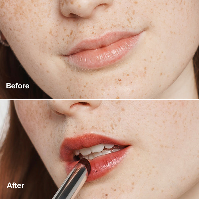 Before and after results of using Clinique Almost Lipstick in Black Honey
