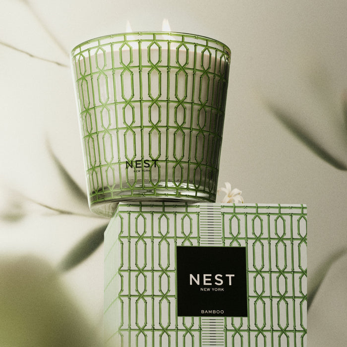 Lifestyle image of Nest Bamboo Decorative Candle variant: 47.3 oz (Luxury)