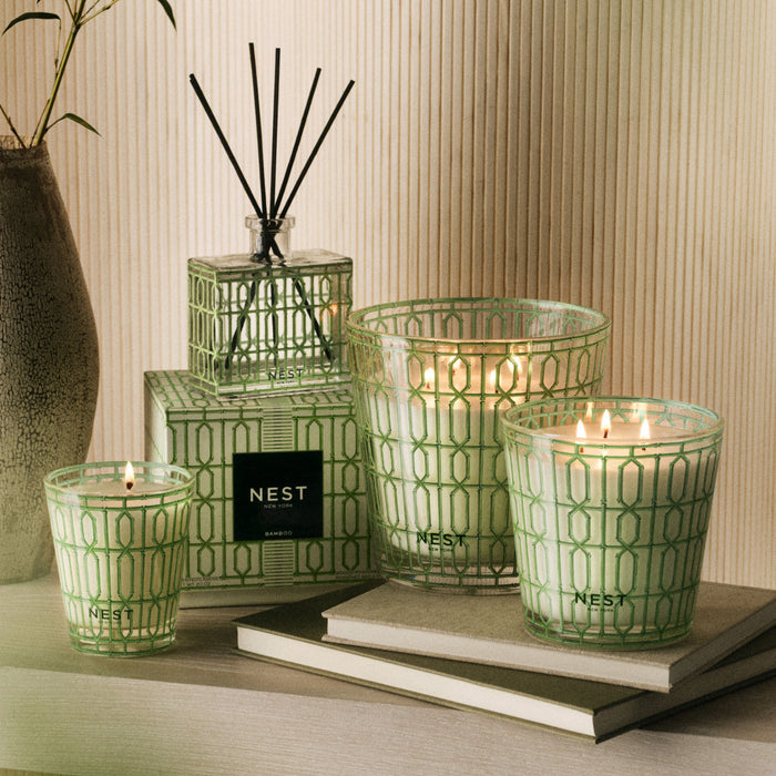 Lifestyle image of Nest Bamboo Decorative Candle variant: 47.3 oz (Luxury)