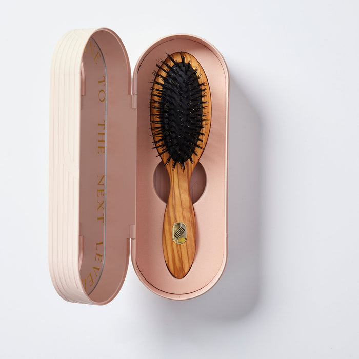 Image of an open Altesse Studio Beaute Petite Repair & Shine Brush for Fine to Medium Hair