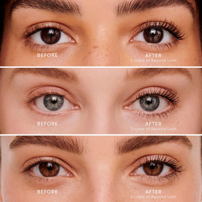 Before and after results of using Jane Iredale Beyond Lash Volumizing Mascara