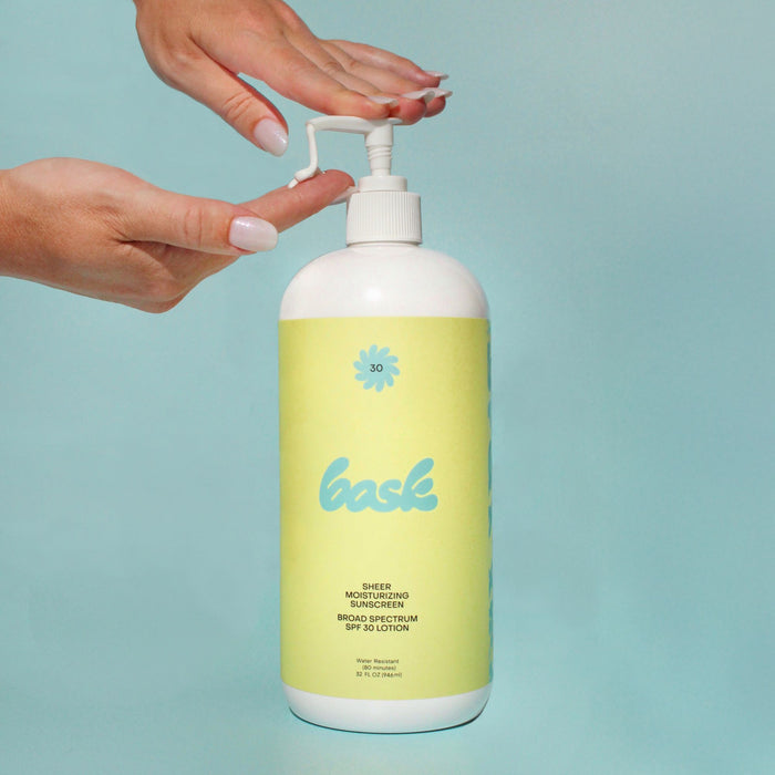 Model image of Bask Suncare Big Bask Lotion SPF 30 variant: 32 fl oz