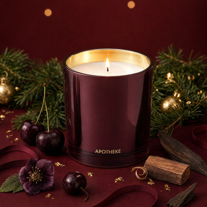 Lifestyle image of Apotheke Bitter Cherry Scented Candle (Limited Edition)