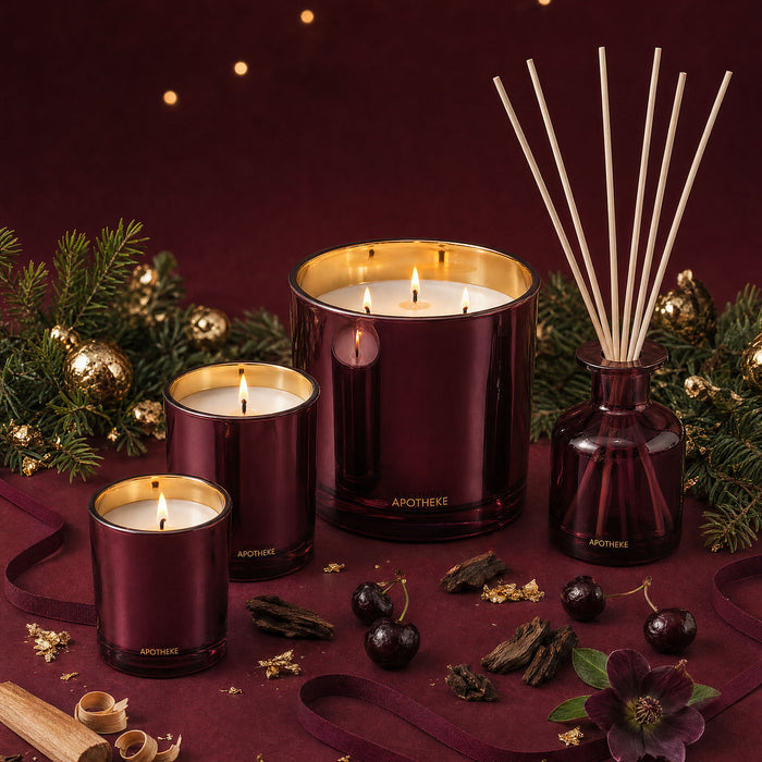 Lifestyle image of Apotheke Bitter Cherry Scented Candle (Limited Edition)