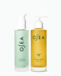 OSEA Hyaluronic Body Serum 4 oz and Undaria Algae Body Oil 5 oz bottles on white background for ecommerce display