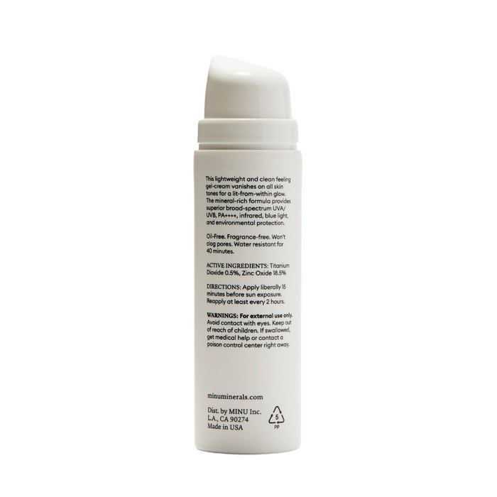 Back image of Minu Brightening Sunscreen Minerals Broad Spectrum Gel-Cream SPF 30