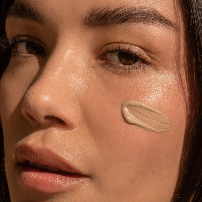 A shade comparison of Minu Brightening Sunscreen Minerals Broad Spectrum Gel-Cream SPF 30