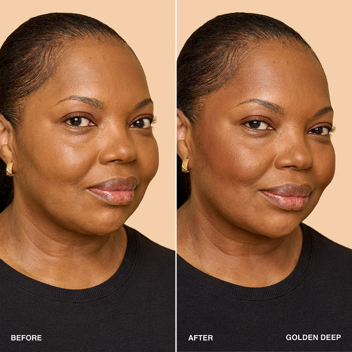Before and after results of using Bobbi Brown Bronzer Powder variant: Golden Deep