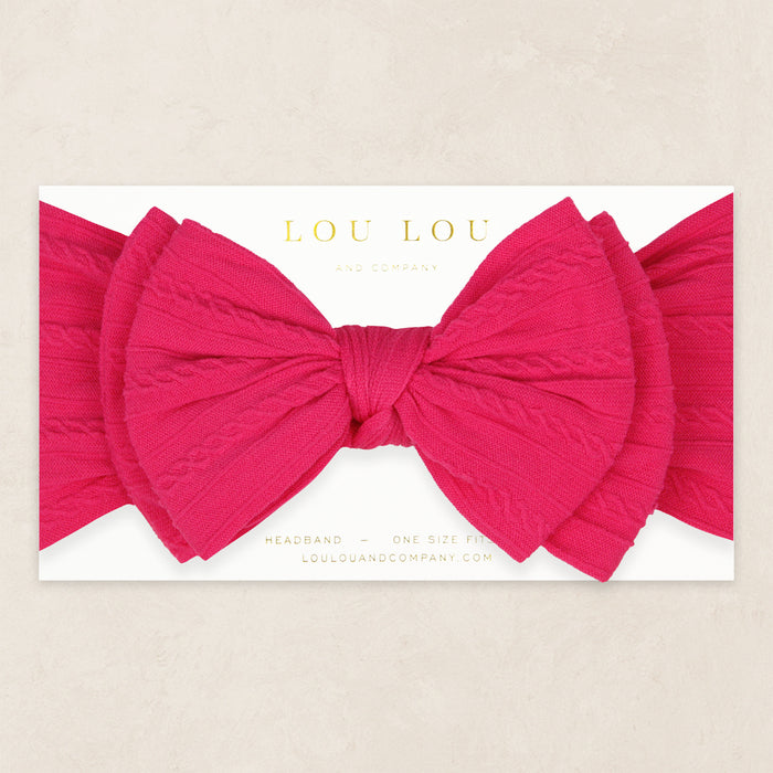 Cable Knit Headband - Hot Pink
