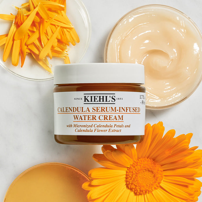 Lifestyle image of Kiehl's Since 1851 Calendula Serum-Infused Water Cream variant: 3.4 fl oz | 100 ml