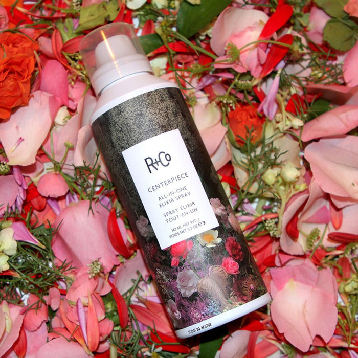 Lifestyle image of R+Co Centerpiece All-in-One Elixir Spray