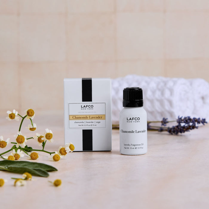 Lifestyle image of Lafco Chamomile Lavender Laundry Fragrance Oil