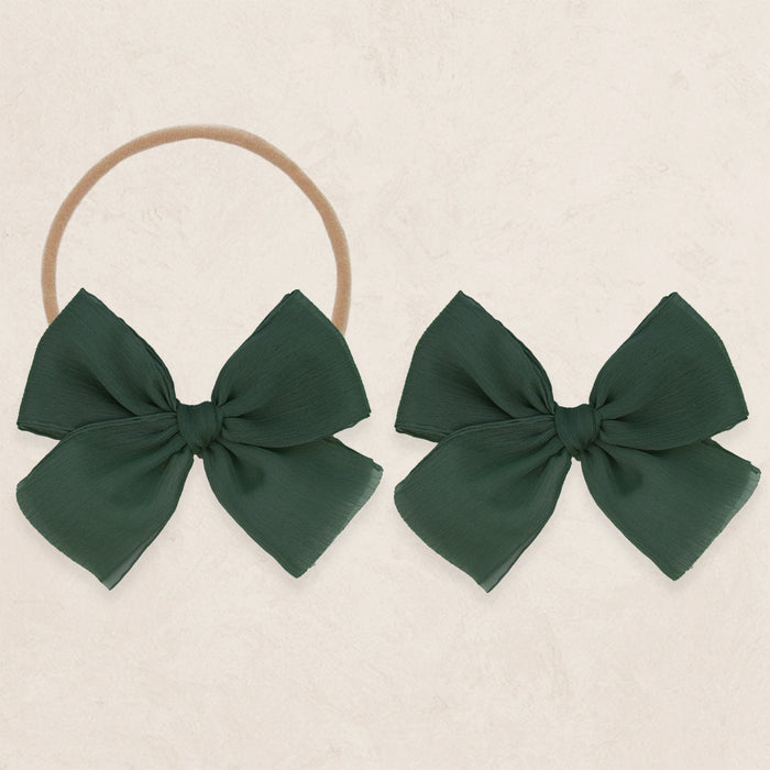Chiffon Bow - Evergreen