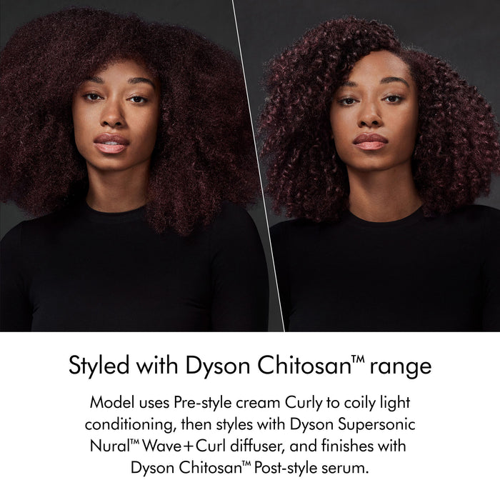Model image of Dyson Chitosan Pre-Style Cream Curly to Coily Light Conditioning variant: 3.38 fl oz (Refill)