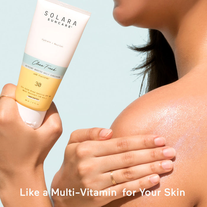 Model image of Solara Suncare Clean Freak Active Wear Body Sunscreen Moisturizer SPF 30