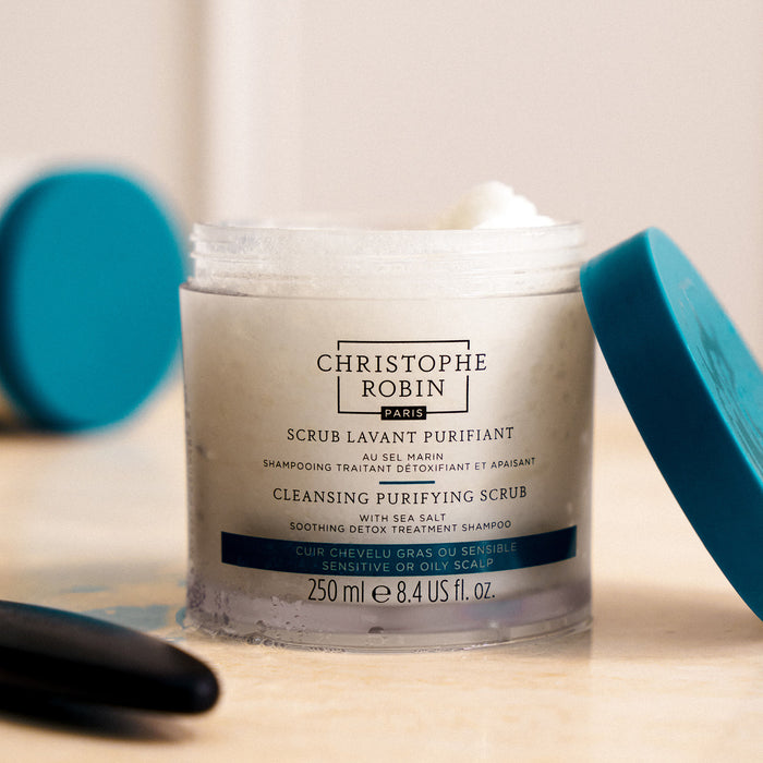 Image of an open Christophe Robin Cleansing Purifying Scrub With Sea Salt