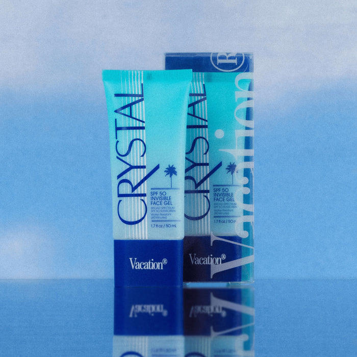 Image of the Vacation Crystal Sunscreen Gel SPF 50 box
