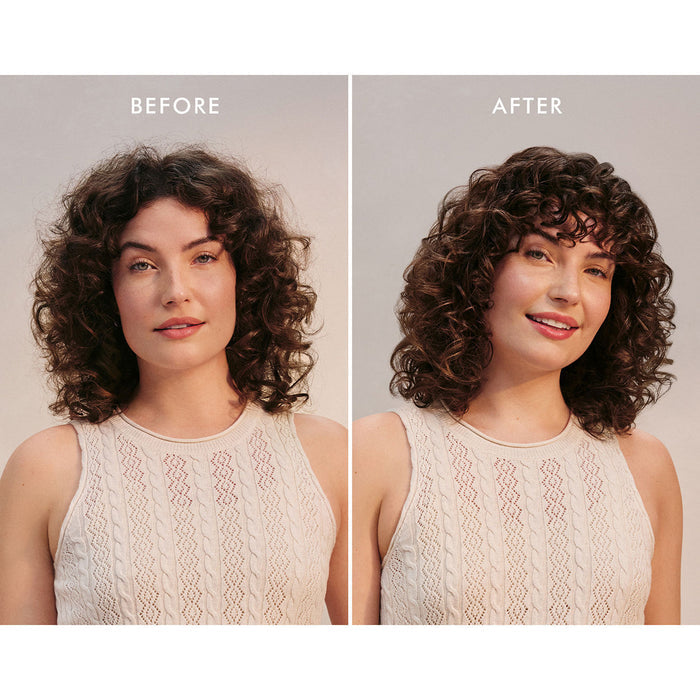 Before and after results of using Moroccanoil Curl Defining Cream