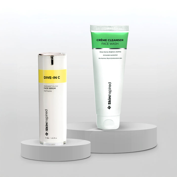 Skininspired Skincare Combo of Creame Cleanser Face Wash and DIve -In-C Serum.