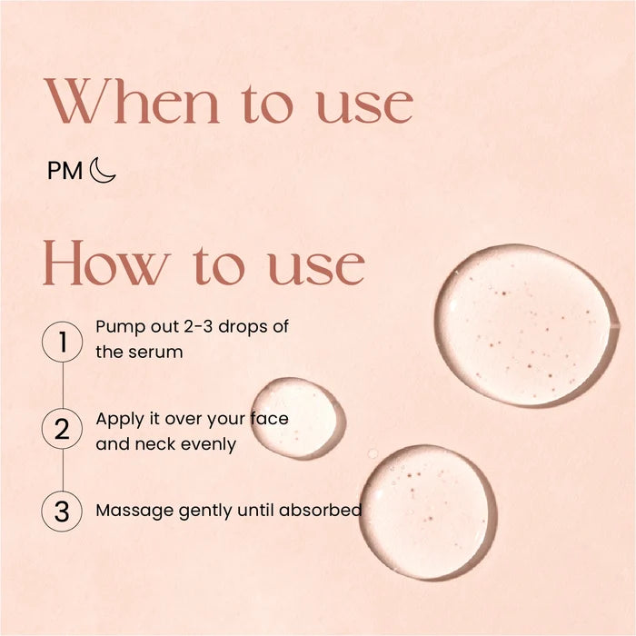 How to use SkinInspired AHA BHA PHA serum at night by applying 2–3 drops evenly on face and neck