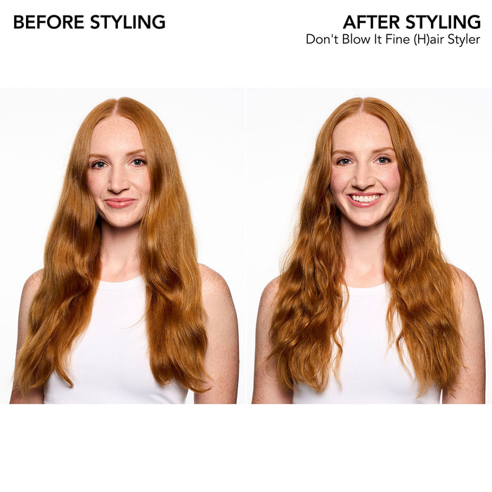 Before and after results of using Bumble and Bumble Don't Blow It Hairstyler