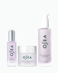 OSEA Dream Night Serum, Dream Night Cream, and Dream Bio-Retinol Body Serum trio on white background