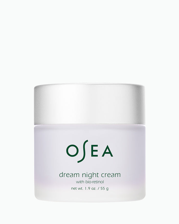 OSEA Dream Night Cream with Bio-Retinol jar on white background for ecommerce display