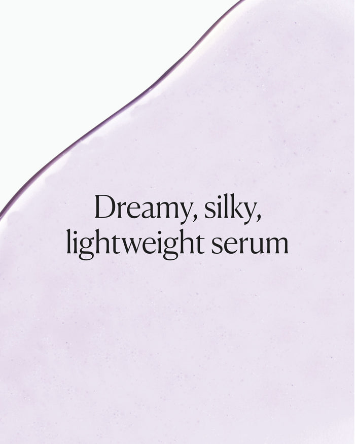 Dream Night Serum silky lavender texture showcasing lightweight, fast-absorbing formula