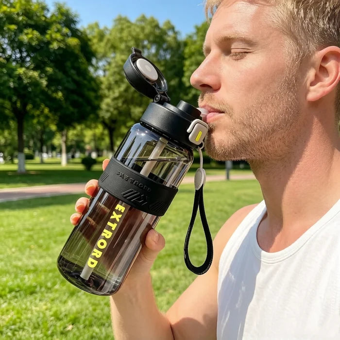 Dual-Use Sports Water Bottle - Leak-Proof, Heat-Resistant, BPA-Free, with Lanyard & Silicone Grip