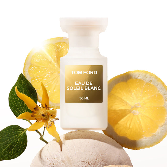 Lifestyle image of Tom Ford Eau de Soleil Blanc Eau de Toilette variant: 3.4 fl oz