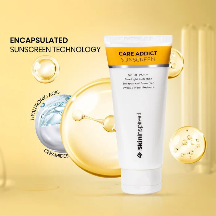 Care Addict Sunscreen tube with encapsulated sunscreen technology