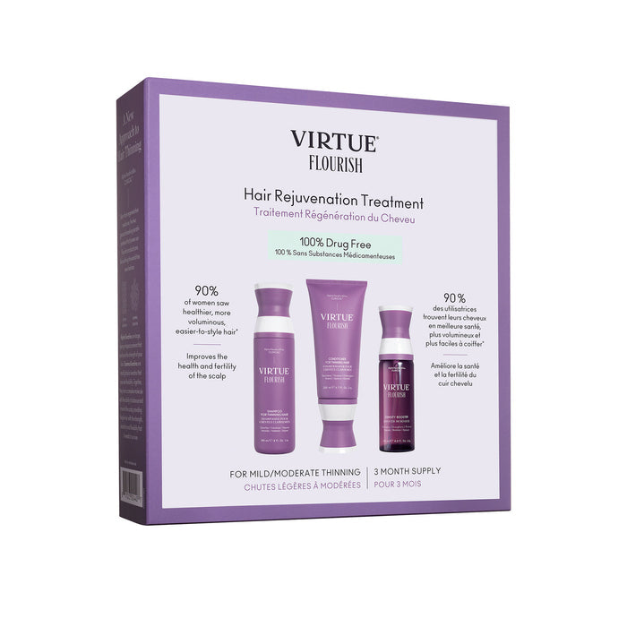 Image of the Virtue Flourish Nightly Intensive Hair Rejuvenation Treatment 90 Day box