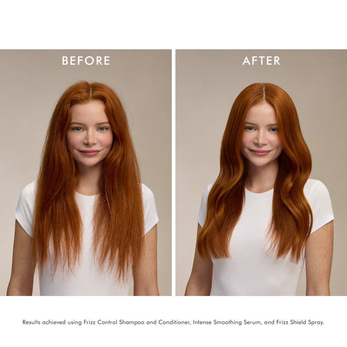 Before and after results of using Moroccanoil Frizz Control Shampoo