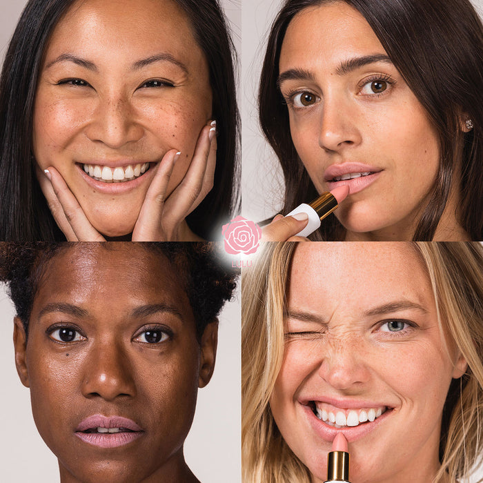 A shade comparison of Ogee Full Bloom Sculpted Lipstick variant: Lulu