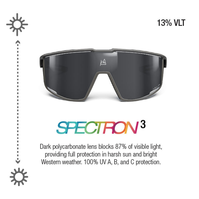 Spectron 3 sunglasses with dark polycarbonate lens on a white background