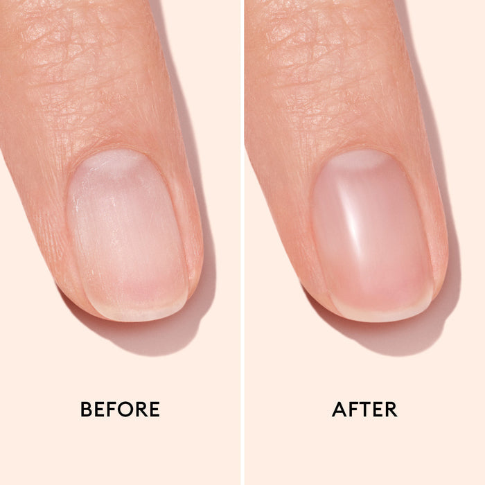 Before and after results of using Manucurist Glossy Booster Duo