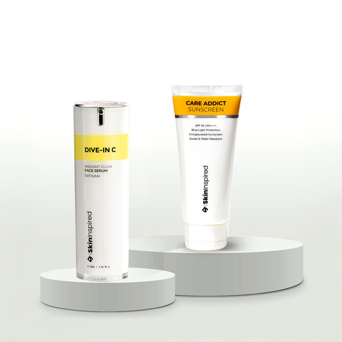 Skininspired Skincare Sunscreen of Care Addict Sunscreen and Dive-In C Face Serum