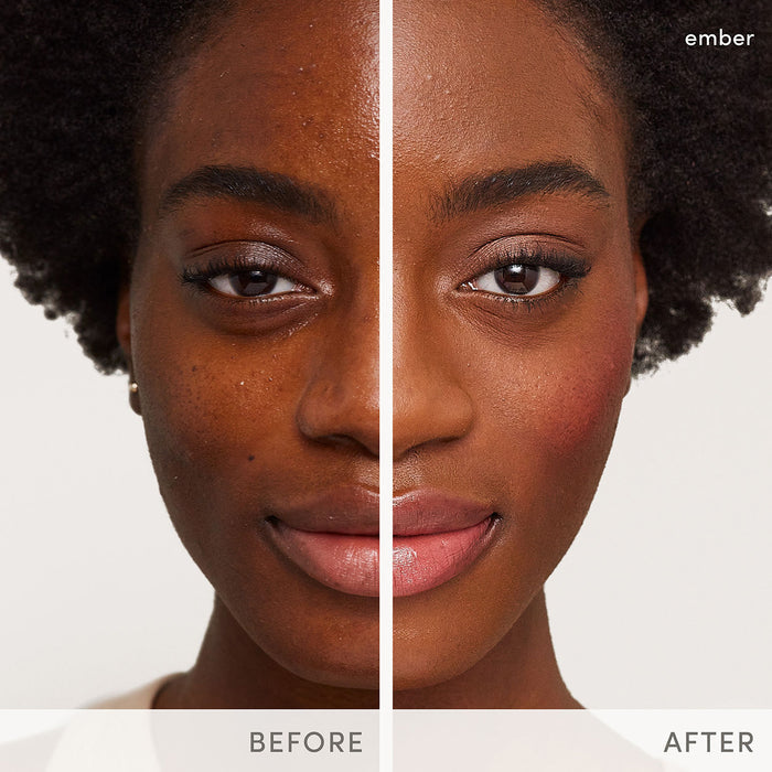 Before and after results of using Jane Iredale Glow Time Blush Stick variant: Ember