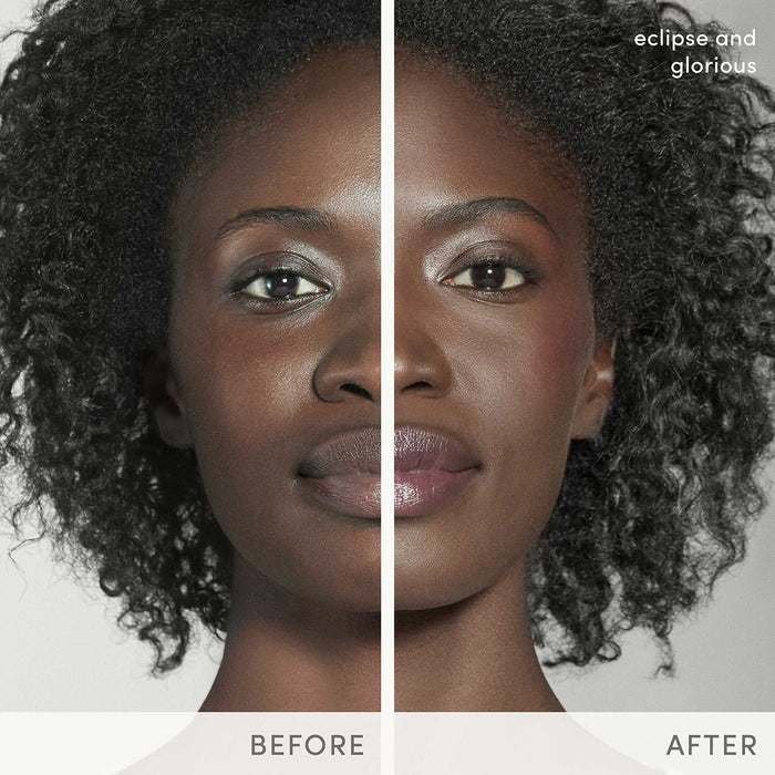 Before and after results of using Jane Iredale Glow Time Highlighter Stick variant: Eclipse