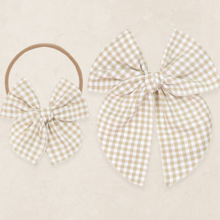 Heirloom Bow - Tan Gingham