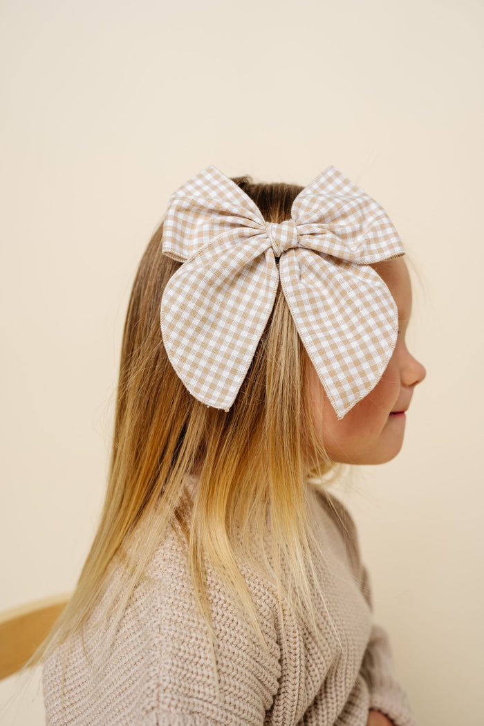 Heirloom Bow - Tan Gingham