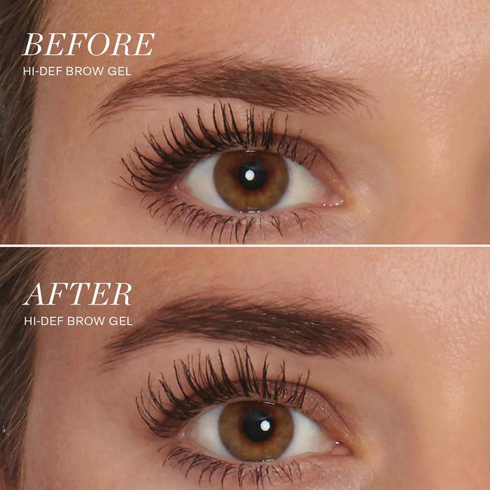 Before and after results of using RevitaLash Hi Def Brow Gel variant: Clear