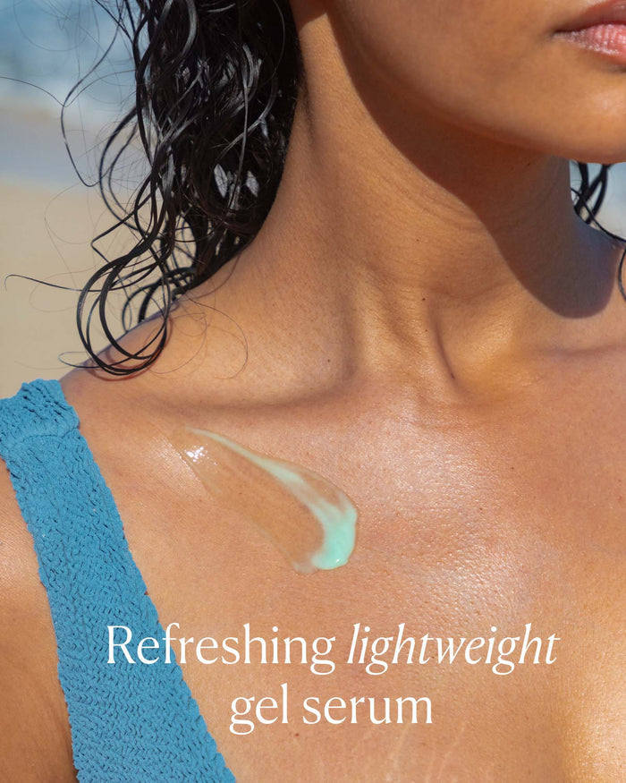 Lightweight gel serum applied to skin to demonstrate refreshing, fast-absorbing texture
