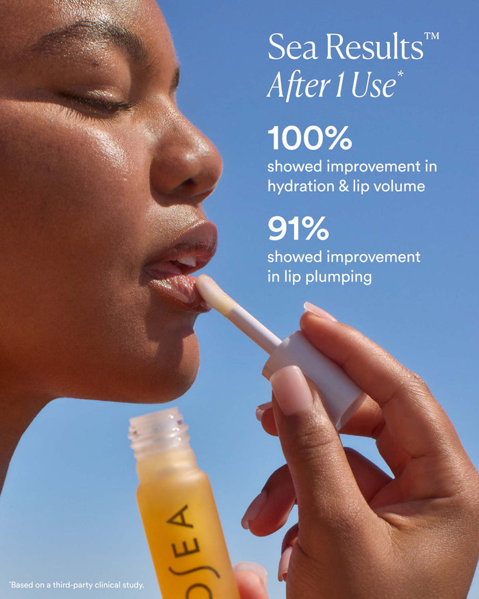 Clinical results showing 100% improved hydration and 91% improved lip plumping after use