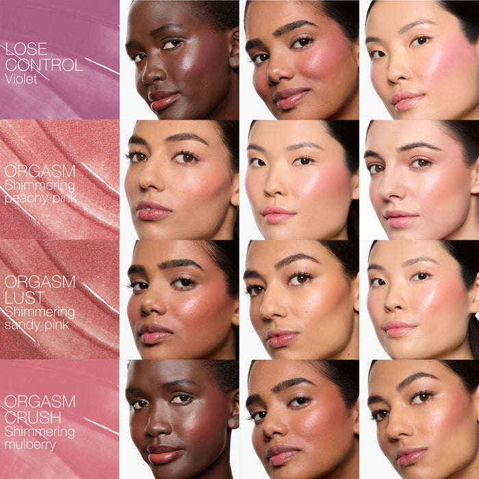 A shade comparison of   variant: Orgasm Crush - shimmering mulberry